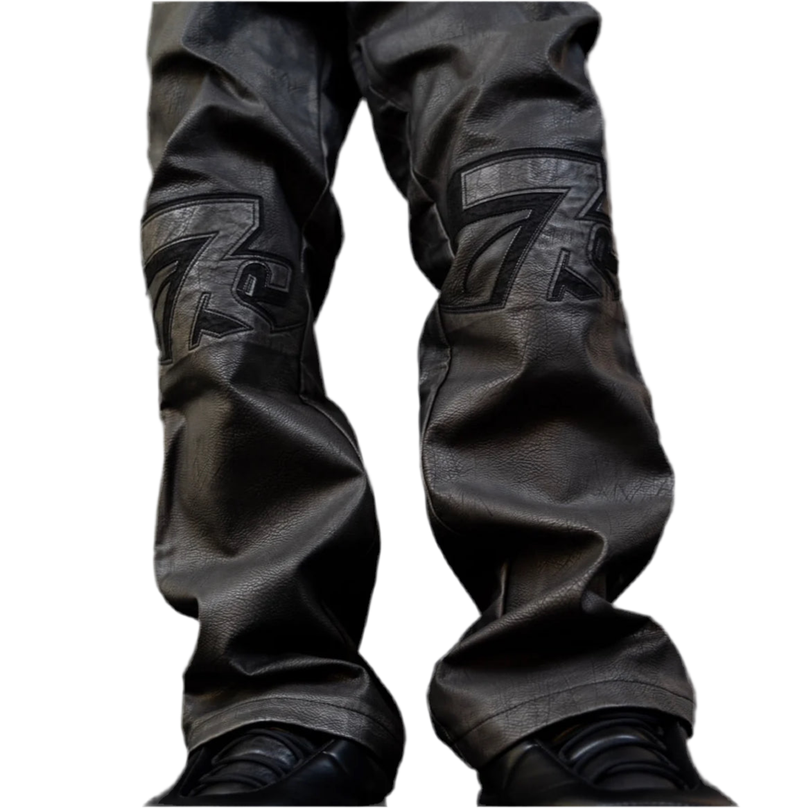 Triple Sevens Logo Leather Pants (Black)